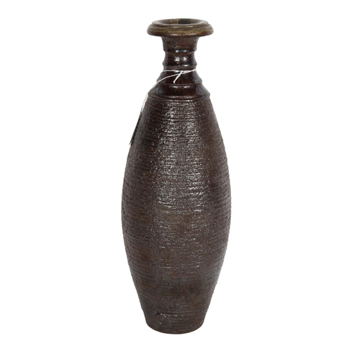 528 - Adrian Davies studio pottery, a tall textured vase, with makers mark, height  38cm