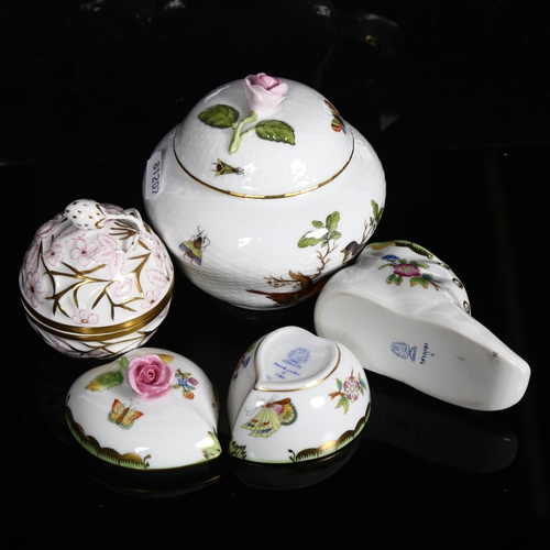 556 - A group of 4 Herend porcelain items, including 2 boxes, and a jar and cover, H12.5cm