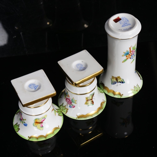 557 - A group of 3 Herend porcelain vases, with floral designs, tallest 11.5cm