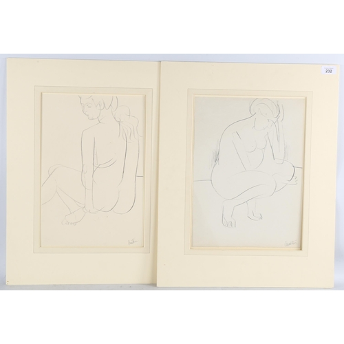 2884 - Austin Taylor (1908 - 1992), 2 life study sketches, charcoal on paper, signed, 38cm x 28cm, mounted ... 