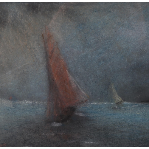 2894 - Florence Hardy (circa 1860 - 1933), moonlit fishing fleet, coloured pastels, signed, 18cm x 24cm, fr... 