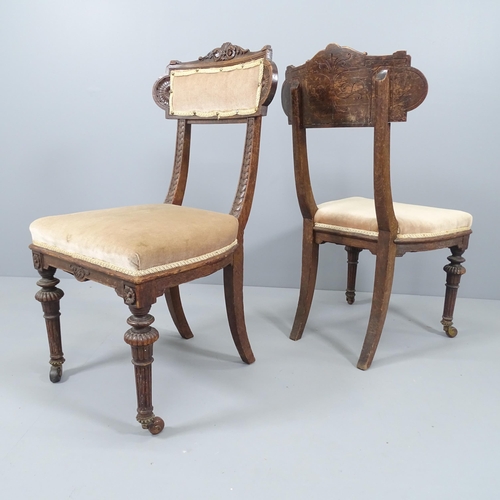 2150 - A set of eight 19th century carved oak and upholstered dining chairs.