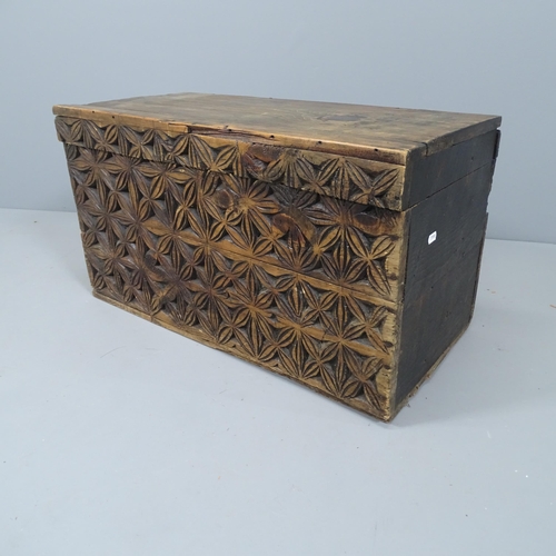 2167 - A carved oak chest. 72x35x35cm.