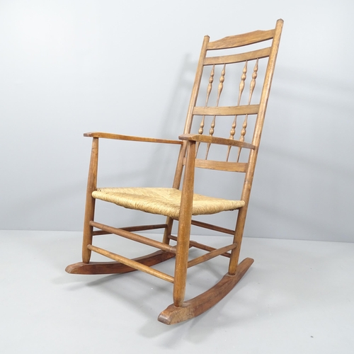 2175 - Neville Neal, a No 10 Arts & Crafts Cotswold school Ernest Gimson design spindle back rocking chair ... 