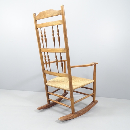 2175 - Neville Neal, a No 10 Arts & Crafts Cotswold school Ernest Gimson design spindle back rocking chair ... 