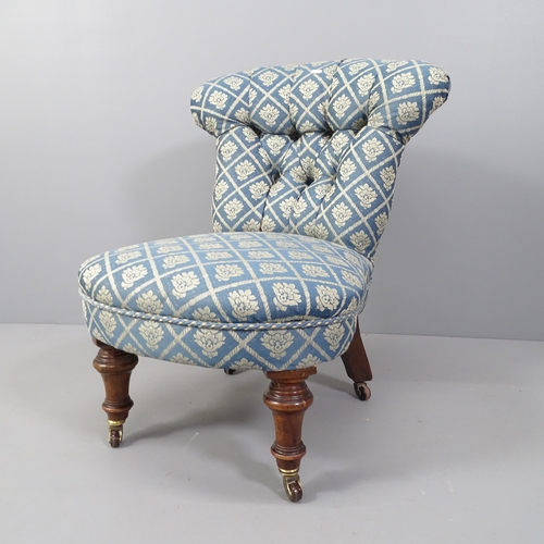 2177 - A Victorian mahogany and button-back upholstered nursing chair.