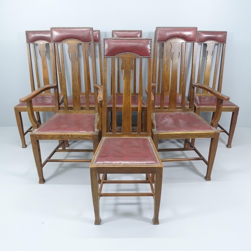 2180 - A set of eight (6+2) Arts & Crafts Glasgow School dining chairs in the manner of E A Taylor.