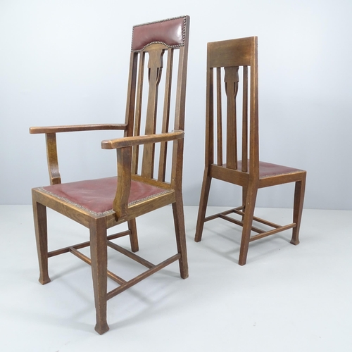 2180 - A set of eight (6+2) Arts & Crafts Glasgow School dining chairs in the manner of E A Taylor.