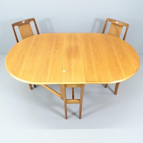 2181 - A contemporary teak gate-leg oval dining table, 89x76x22cm (extending to 150cm) and four mid-century... 