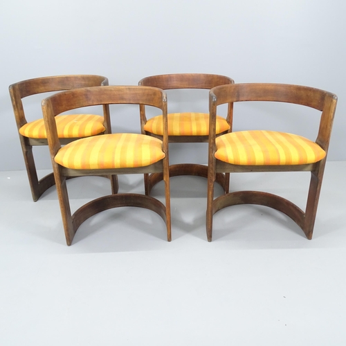 2182 - A set of four mid-century bent beech cantilever dining chair, with maker's labels.