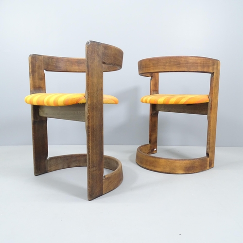 2182 - A set of four mid-century bent beech cantilever dining chair, with maker's labels.