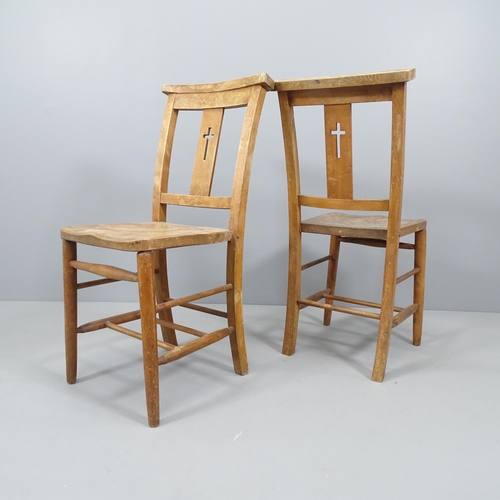 2183 - A set of four elm-seated chapel chairs.