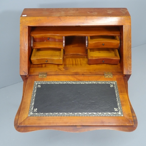 2185 - A French yew-wood ladies' bureau, the fall-front revealing a fitted interior, with single drawer bel... 