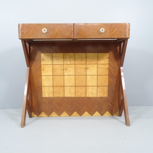 2187 - A mid-century Italian futurist console table or desk, 93x85x33cm, and matching stool with all-over g... 