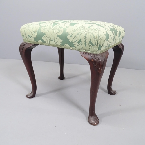 2197 - A continental style mahogany and upholstered stool. 50x48x40cm