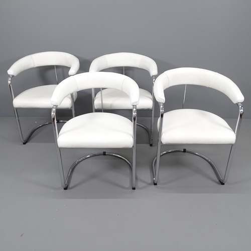 2198 - A set of four mid-century modernist Anton Lorenz SS 33 style cantilever armchairs in tubular steel a... 