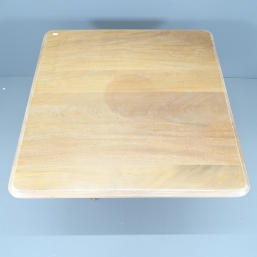 2205 - A modern limed-oak effect square top table on bentwood base. 91x74cm.