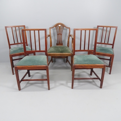 2206 - A set of four Georgian mahogany country dining chairs with drop in seats, and an antique oak and uph... 