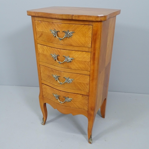 2213 - A modern French mahogany four-drawer bedside chest. 42x75x32cm.