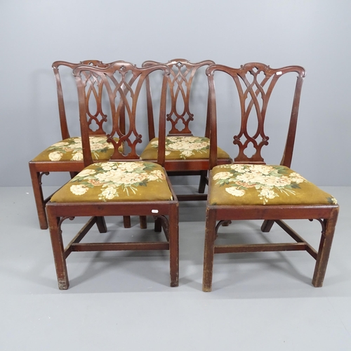 2216 - A set of four 19th century mahogany Chippendale style dining chairs, with upholstered drop-in seats.