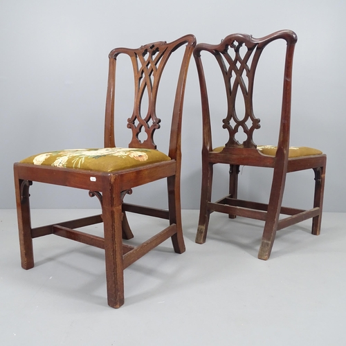 2216 - A set of four 19th century mahogany Chippendale style dining chairs, with upholstered drop-in seats.