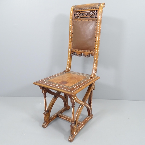 2225 - An Anglo-Moorish chair with inlaid ivory detail throughout.  This item has been registered as exempt... 