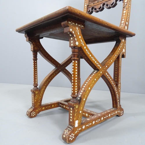 2225 - An Anglo-Moorish chair with inlaid ivory detail throughout.  This item has been registered as exempt... 