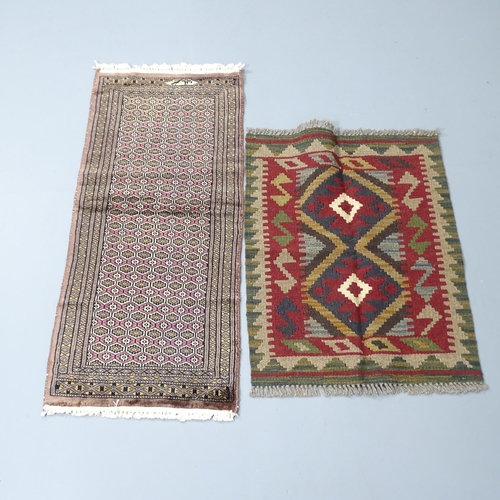 2269 - A Maimana Kilim mat, 72x56cm, and a Mori Jaldar, 101x41cm (2)