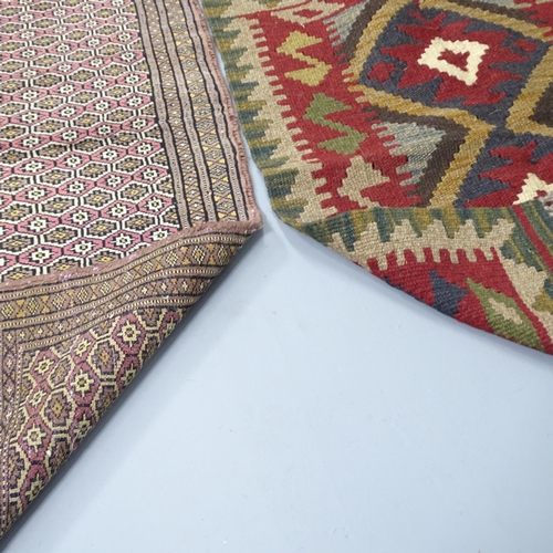 2269 - A Maimana Kilim mat, 72x56cm, and a Mori Jaldar, 101x41cm (2)