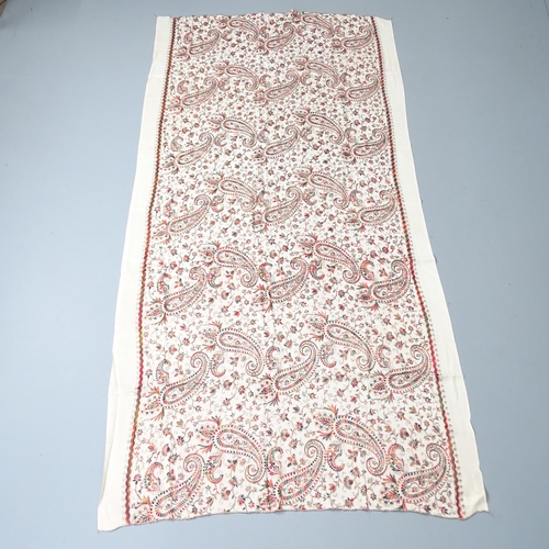 2277 - An Embroidered wool shawl/wall hanging. 223x105cm