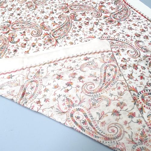 2277 - An Embroidered wool shawl/wall hanging. 223x105cm