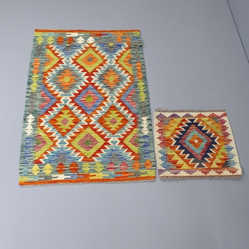 2285 - A Chobi Kilim rug, 126x82cm, and a Chobi Kilim mat, 46x51 (2)