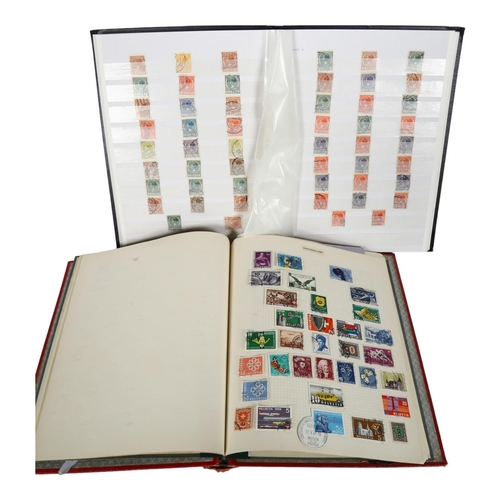 71 - 2 stamp albums, 1 containing various Nederland stamps, including Red 10c, Blue 5c, and various other... 