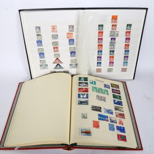 71 - 2 stamp albums, 1 containing various Nederland stamps, including Red 10c, Blue 5c, and various other... 