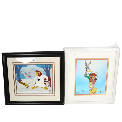 573 - 2 Warner Brothers Virgil Ross prints, framed, both limited editions, Bugs Bunny print, H50cm overall