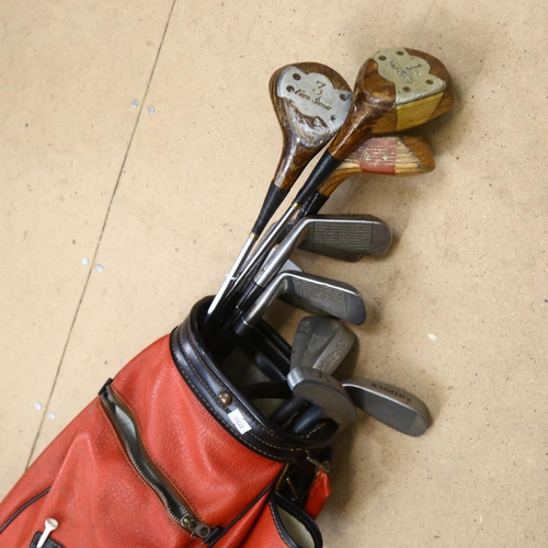 575 - Various golf clubs by Fred Smyth, and bag etc