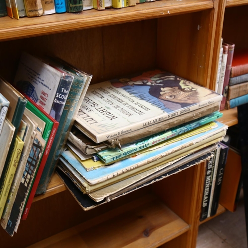 597 - A shelf of Vintage hardback children's books, including fairy tales, Scout annuals, Puffin picture b... 