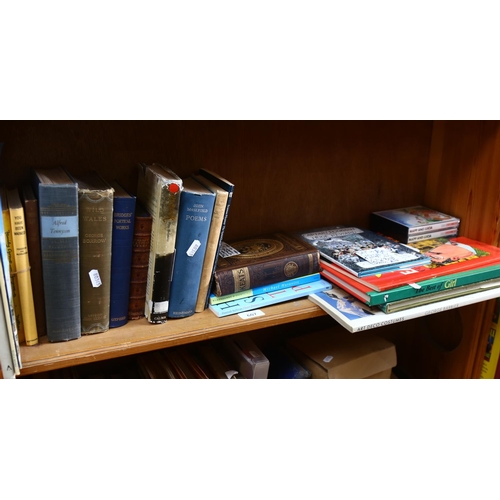 607 - Keats Poetical works and other poetry books, and signed Captain Pugwash book by John Ryan etc