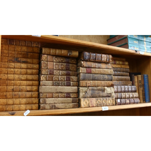 611 - A shelf of Antique leather-bound volumes, including Tennison's Works, Life of Napoleon, and Mahon's ... 