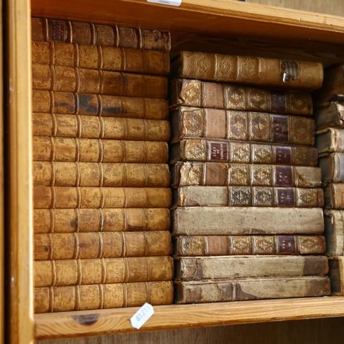 611 - A shelf of Antique leather-bound volumes, including Tennison's Works, Life of Napoleon, and Mahon's ... 