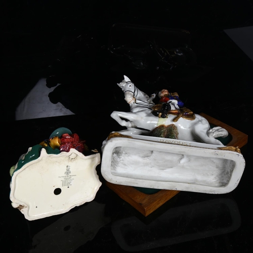 622 - Royal Doulton figure, the wardrobe mistress HN2145, and German porcelain horseman 