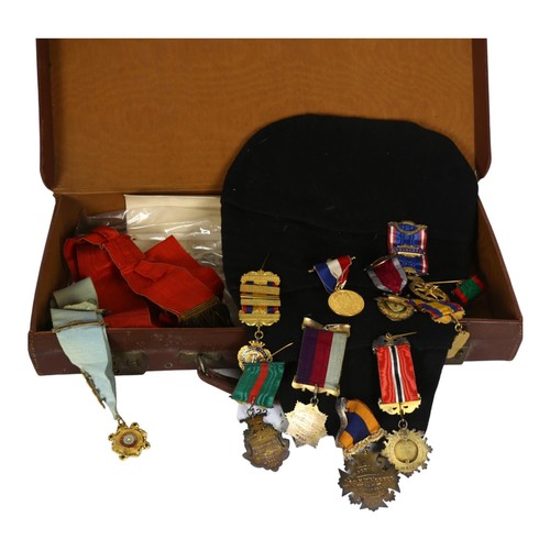 122 - A collection of Order of Buffalos Grand Knights Chapter of St John regalia, including 8 silver-gilt ... 