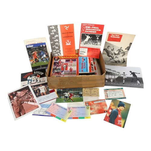 666 - A quantity of Liverpool Football Club memorabilia, including many football programmes, used ticket s... 