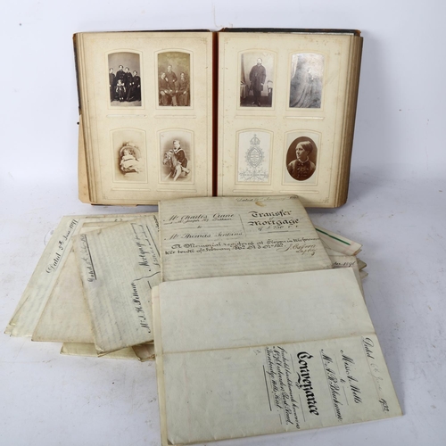 721 - 19th century conveyancing documents, and a Victorian family photograph album awarded as a prize in 1... 