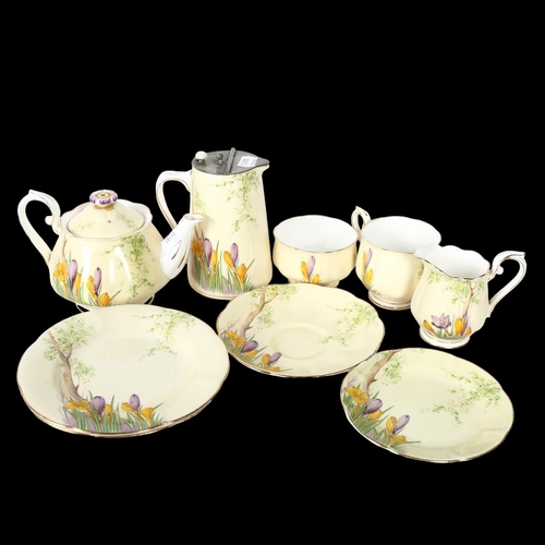 722 - Royal Albert 1930s bachelor's tea set, with crocus design