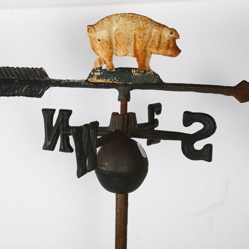 741 - A cast-iron weather vane on quadruple support, H77cm