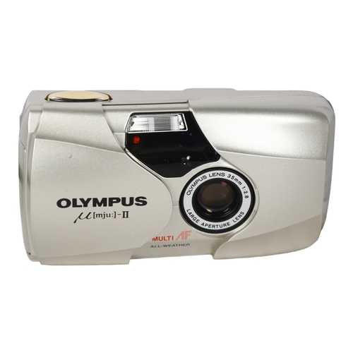 758 - An Olympus mju-II multi AF all-weather 35mm camera, with soft case