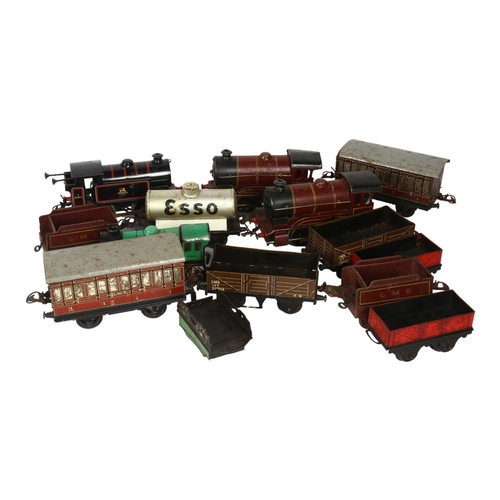 767 - Hornby O gauge tinplate engines and rolling stock, and a quantity of track