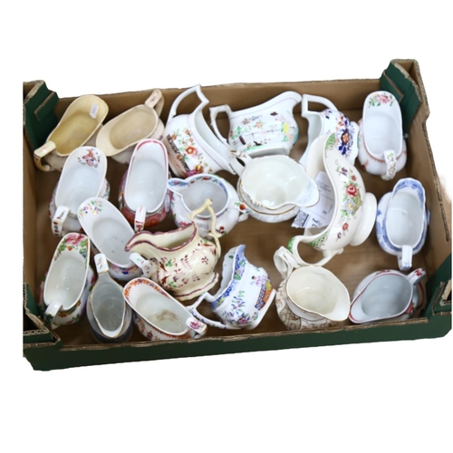 781 - A trayful of Victorian and other sauce boats and jugs