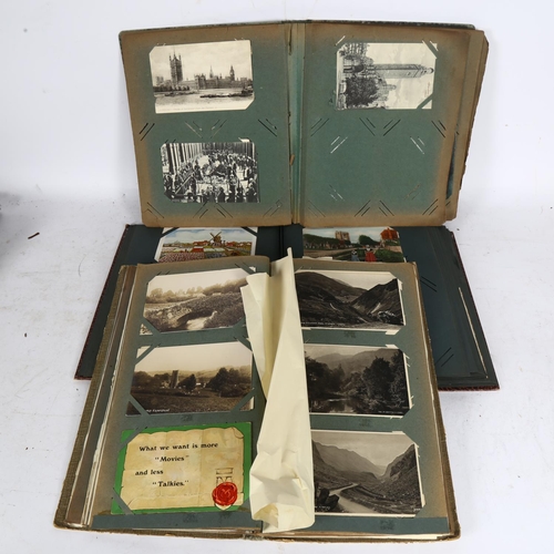 786 - A group of 3 interesting postcard albums containing cards from many UK and European cities and locat... 